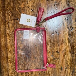 Clear Wristlet Clutch with Red Trim